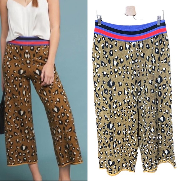 Anthropologie Pants - Anthropologie Dolan Leopard Print Wide-Leg Sweater Pants Size XL